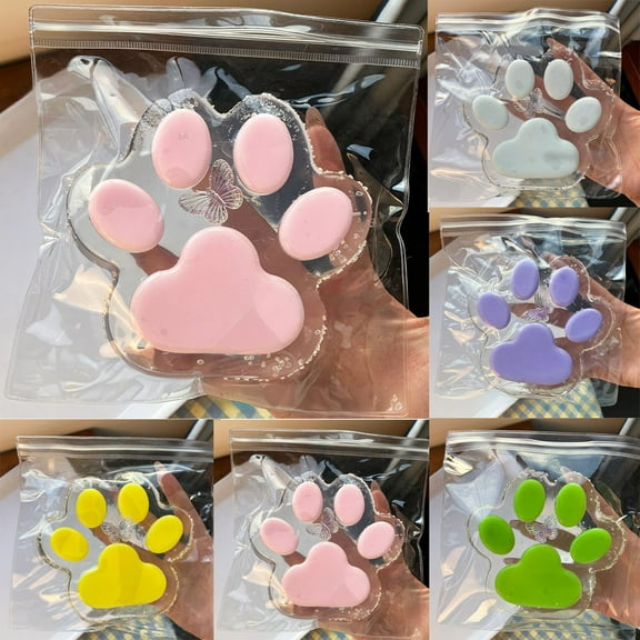 5.5 Inch Ta-ba Squishy Paw, Cat Paw Silicone Squeeze Toys for Stress Relief, Fu-Fu Squishy Handmade Large Size Cat Paw Fidget Toys for Anxiety Relaxation