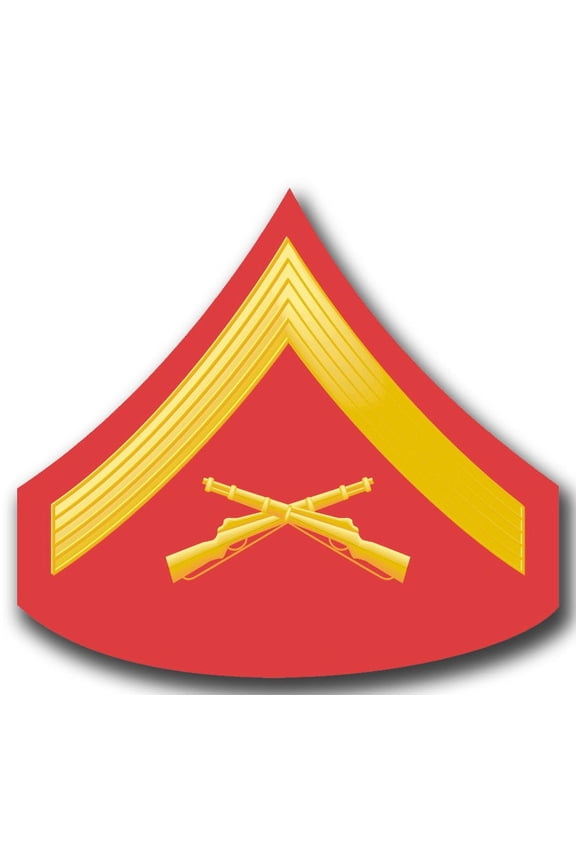 5.5 Inch USMC E-3 LANCE CORPORAL RED / GOLD CHEVRON DECAL