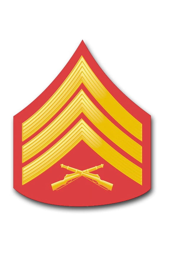 5.5 Inch USMC E-5 Sergeant Red / Gold Chevron Vinyl Transfer Decal