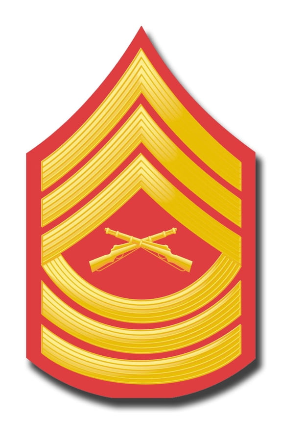 5.5 Inch USMC E-8 MASTER SERGEANT RED / GOLD CHEVRON DECAL