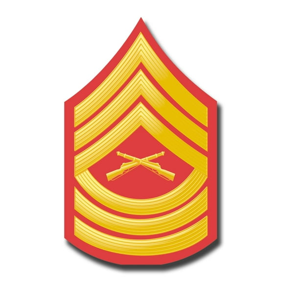 5.5 Inch USMC E-8 MASTER SERGEANT RED / GOLD CHEVRON DECAL