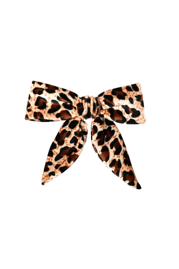 5.5 Inch Velour Pattern Hair Bow with Tails