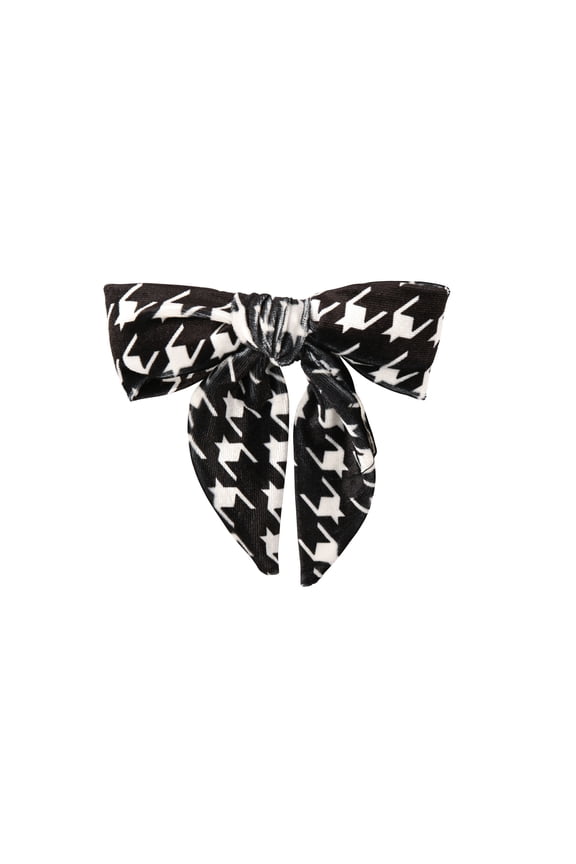 5.5 Inch Velour Pattern Hair Bow with Tails