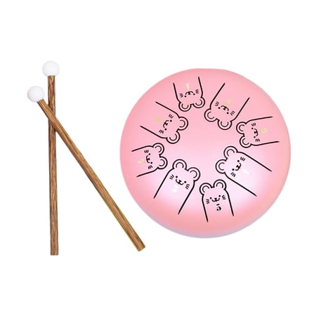 5.5 Inches Mini Drum 8 Tone with Bag Music Book Mallets Mini Hand Drum Ethereal Drum for Concert Travel Yoga Children's Music Enlightenment mouse