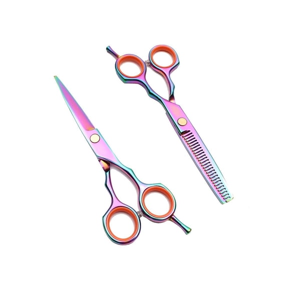 5.5 Inches Professional Hair Cutting Scissors Set, Japanese Steel, Including Flat Scissors And Thinning Shears, Silver Color, For Hair Salon Or Home U