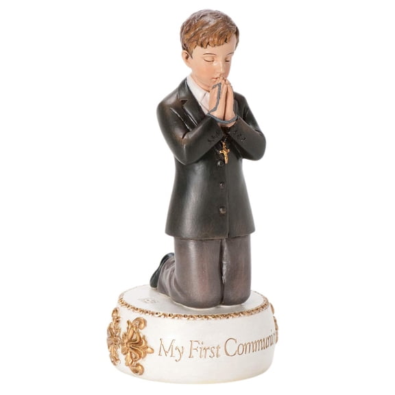 5.5" Kneeling Boy My First Communion Resin Figurine