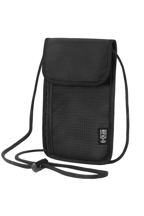 5.5" L X 7.9" W Travel Neck Wallet  Rfid Blocking Passport Holder Security Lightweight Pouch Gifts For Women Men(black)