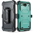 thumbnail image 1 of For 5.5" LG XPower2 Combo Holster Belt Clip Kickstand Dual Layer Protective Case Raised Bevel Design Enhance Camera and Screen Protection Shockproof Heavy Duty Impact Bumper Phone Case [Teal], 1 of 4