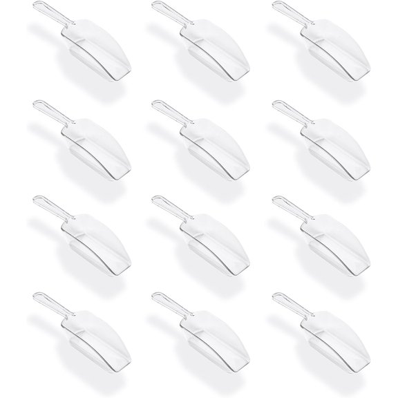 5.5" Mini Acrylic Plastic Kitchen Scoops for Weddings, Candy Dessert Buffet, Ice Cream, Protein Powders, Coffee, Tea (Clear)