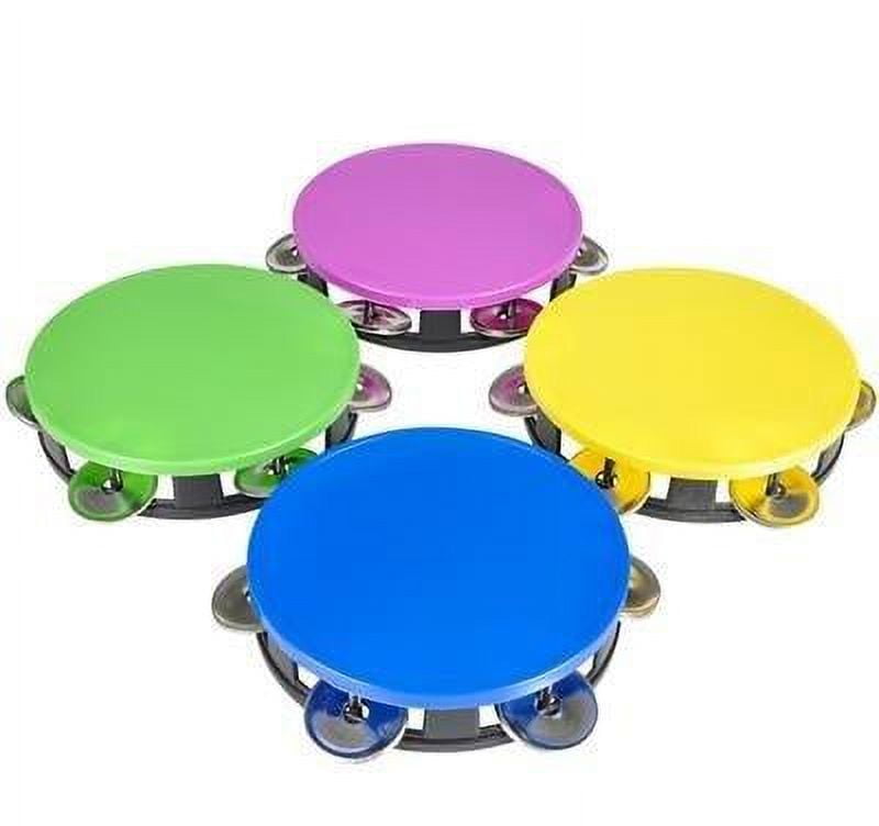 5.5" Neon Tambourines Set of 4, Colorful Party Favors, Party