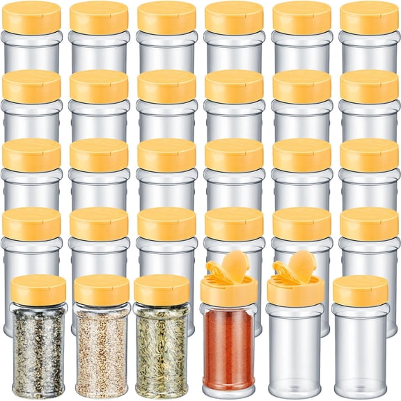5.5 Oz Plastic Spice Jars with Shaker Lids, Yellow, 36 Count