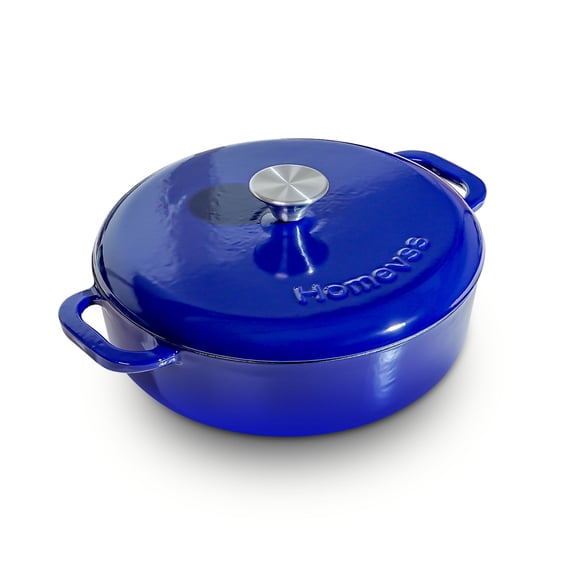 5.5-Quart Enameled Cast Iron Dutch Oven with Lid & Dual Handles – Heavy-Duty for Bread Baking, Braising, Stews, Roasting, Oven & Induction Compatible, Blue