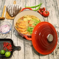 5.5 Quart Enameled Cast Iron Dutch Oven with Lid, Deep Round Pot for Baking, Roasting, and More