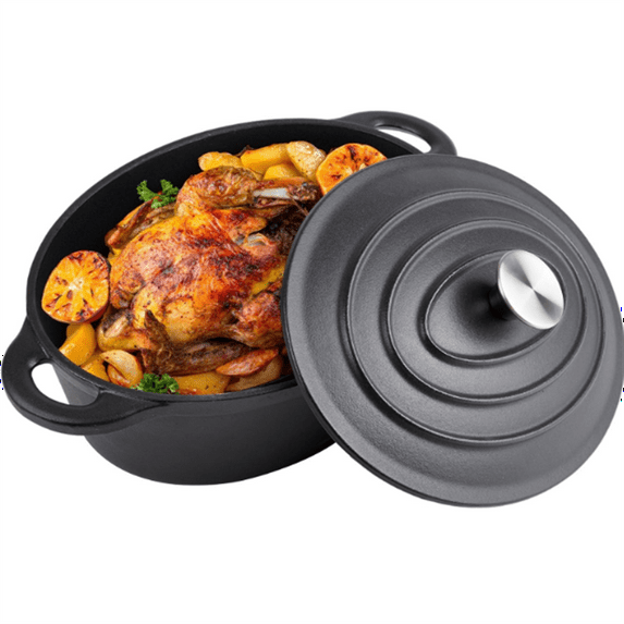 5.5 Quart Oval Cast Iron Dutch Oven Pot with Lid, Oven Safe up to 550° F & Dishwasher Safe, Sturdy Dutch Oven Cookware