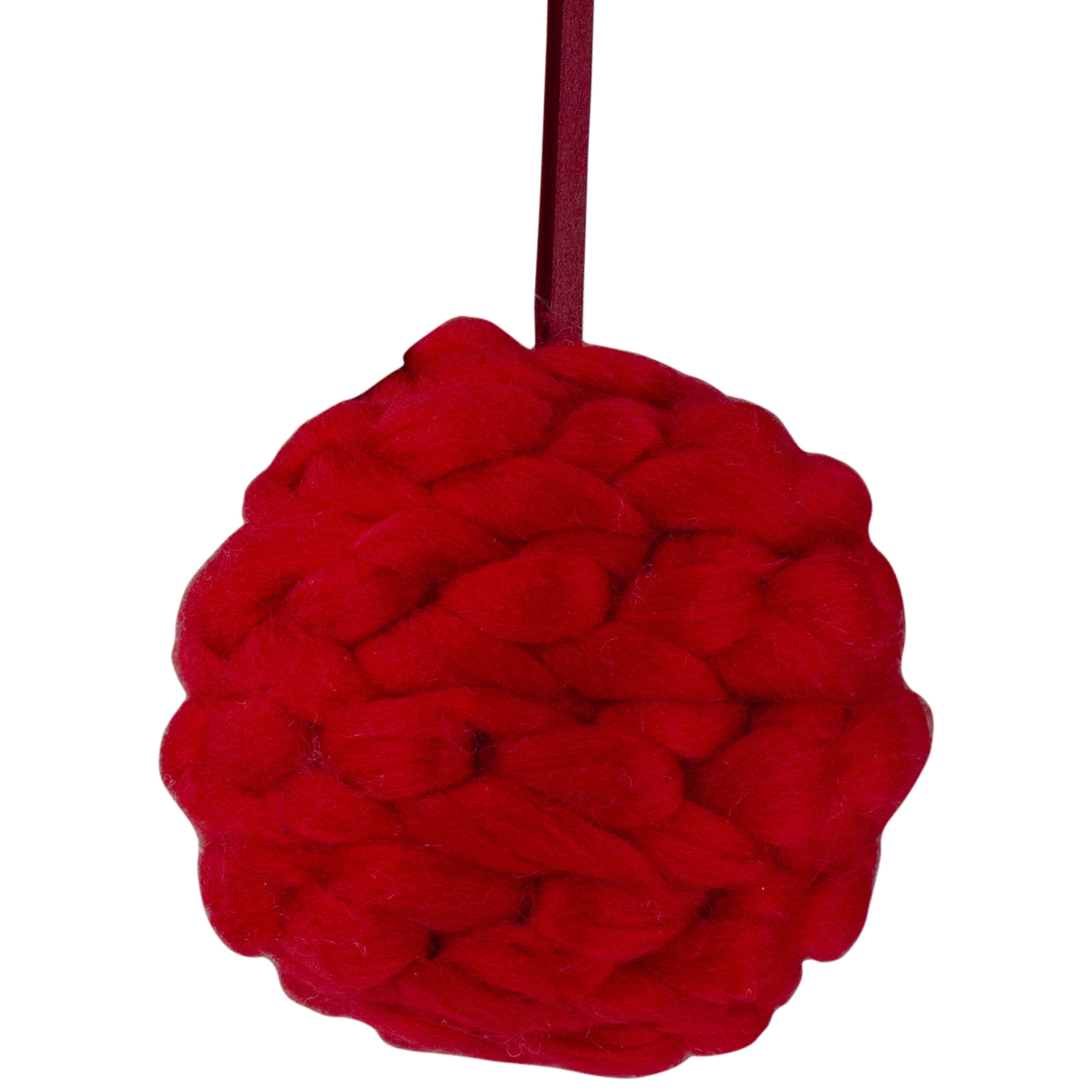 5.5" Red Wool Yarn Ball Hanging Christmas Ornament