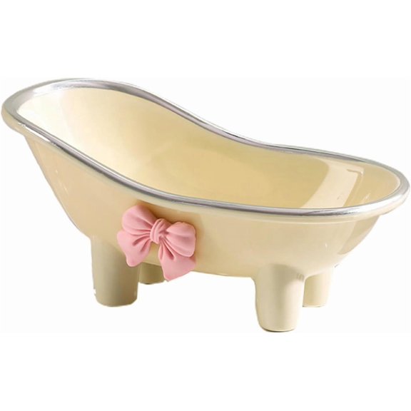 5.5" Soap Dish, Mini Bathtub Shape Soap Holder Container for Desktop Shower, Makeup Beauty Blender Organizer for Bathroom Decor