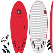 5-5 5ft 5in Fish - Soft Top Short Foam Surfboard for Beginners and Kids - Includes Leash and Fins