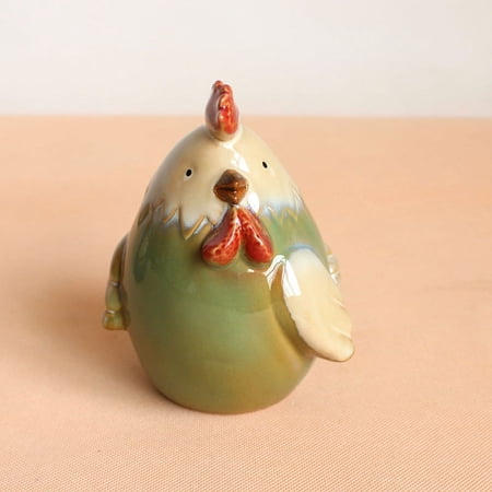 5.5" Tall Chicken Piggy Bank Ceramic Rooster Porcelain Statue Decor Money Saving Coin Bank,Green