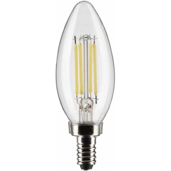 5.5 Watts LED Filament B11 Clear Light Bulb - E12 Candelabra Base - Cool White 4000K - 500 Lumen - Dimmable, Wet Location - 6 Pack