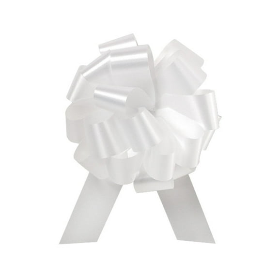 5.5" White Flora Satin Pull Bow (20 Loops) - 1 Bow