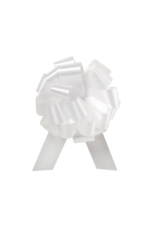 5.5" White Flora Satin Pull Bow (20 Loops) - Pack of 3 Bows