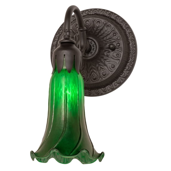 5.5" Wide Green Tiffany Pond Lily Wall Sconce