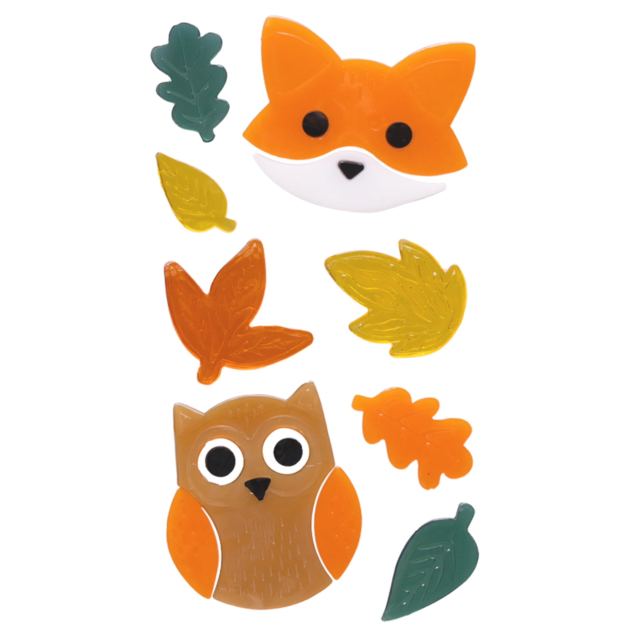 Fox and Owl Gel Clings, Multicolor, 5.5" x 12.1", Fall by Way To Celebrate