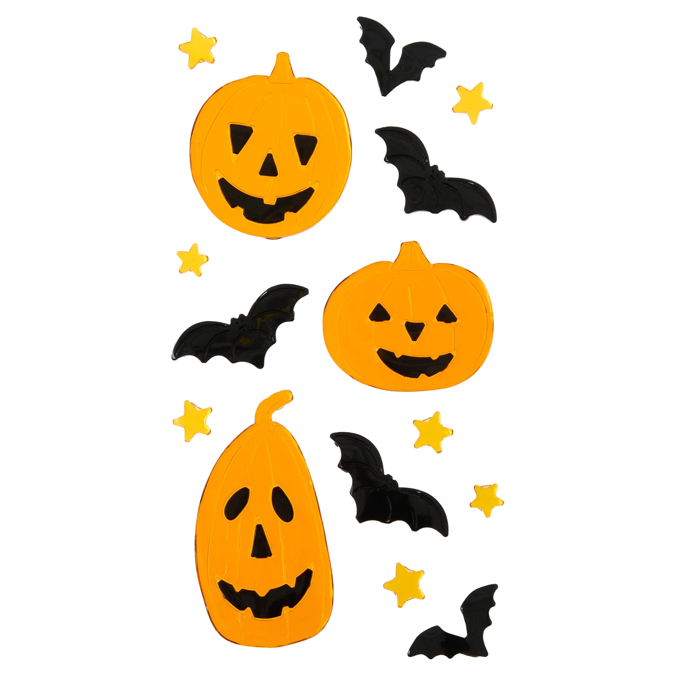 Jack-o'-Lanterns and Bats Gel Clings, Orange and Black, 5.5" x 12.1", Halloween by Way To Celebrate