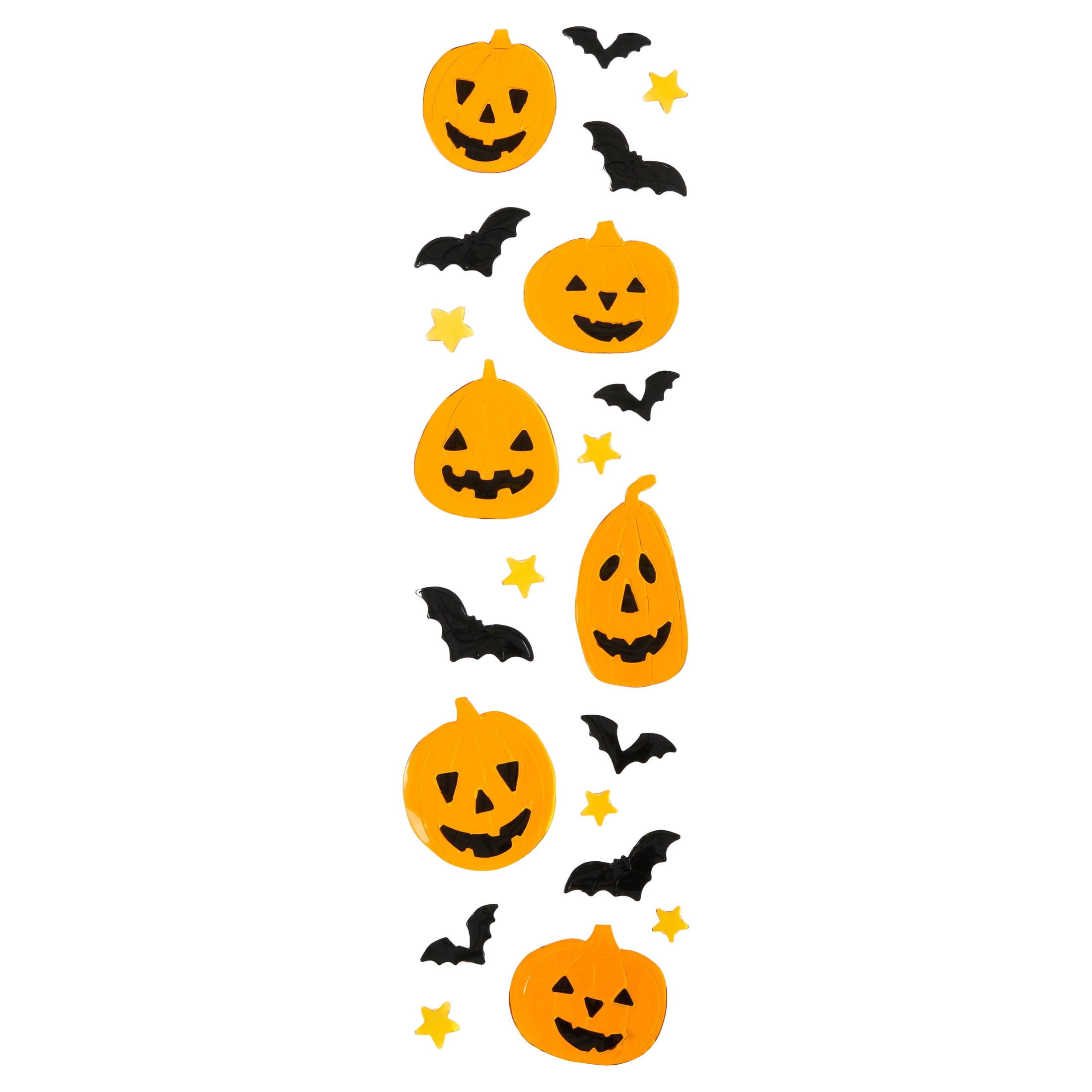 Jack-o'-Lanterns and Bats Gel Clings, Multicolor, 5.5" x 21", Halloween by Way To Celebrate