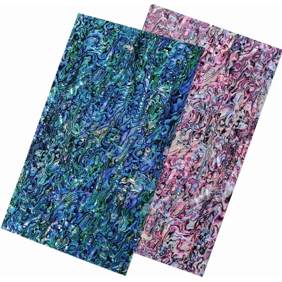 5.5"X9.5" 2Pcs Abalone Shell Sticker Abalone Veneer Sheet Blue Purple Imitation Shells Stickers for Inlay Projects Craft Handmade Decoration with Backside Tape DIY Mixed Color