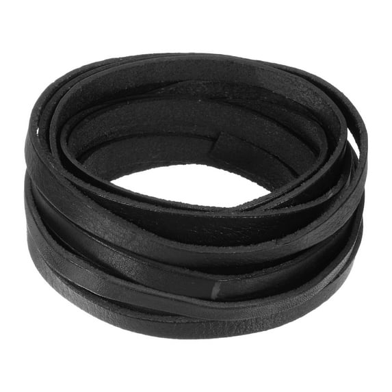 5.5 Yard 10mm Flat Leather Cord, Leather Lacing Strips for DIY Crafting Black