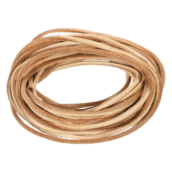 5.5 Yard 2mm Flat Leather Cord, Leather Lacing Strips for DIY Crafting Light Brown