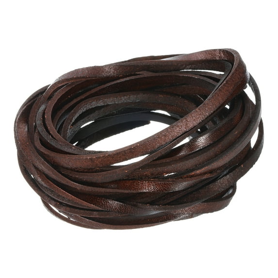 5.5 Yard 4mm Vintage Flat Leather Cord, Leather Strips for DIY Crafts, Coffee