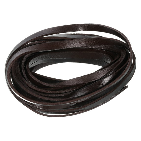 5.5 Yard 6mm Flat Leather Cord, Leather Lacing Strips for DIY Crafting Coffee