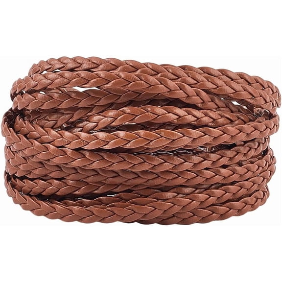 5.5 Yard Peru Flat Folded Bolo PU Leather String Rope with 3 Strands 5mm Imitation Leather Cord for DIY Braiding Crafts Bracelet Anklets Choker Necklace Jewelry Making Supplies diy