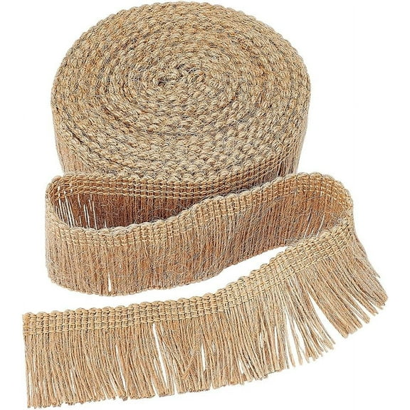 5.5 Yards 1.46 Wide Burlap Fringe Tassel Trim Jute Lace Sewing Chainette Fringe Fibre Trimmings Flat Jute Cord Hemp Rope Brush Basic Trim
