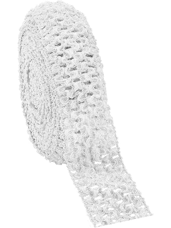 5.5 Yards 1.7" Wide Elastic Crochet Headband Ribbon Crochet Stretch Trim Fabric for Hair Accessories Tube Top White