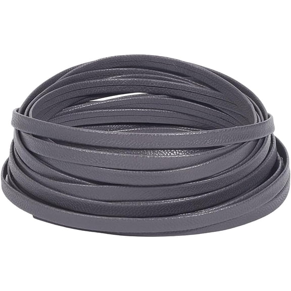5.5 Yards 5mm Flat Foldover Leather Cord 1mm Thick Double Sided Lambskin Leather Straps Soft Lychee Pattern Leather String Strips PU Leather Rope