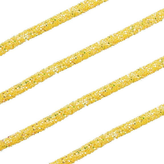 5.5 Yards 6MM Sequin Rhinestone Tube Cord Rope Bling Resin Trim PVC Tubular Rubber Cords with Paillette