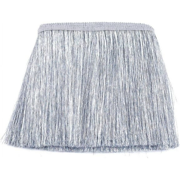 5.5 Yards 8" Wide Metallic Foil Tinsel Fringe Garland Trim Fibre Chainette Tassel Streamers Shiny Wall Hanging Fringe Trimming Ribbon for DIY handcrafting