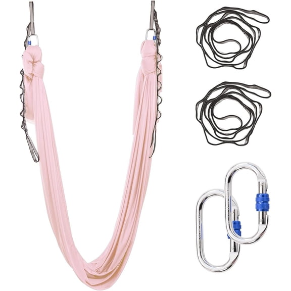 5.5 Yards Aerial Silks Yoga Swing Set - Aerial Yoga Hammock Kit Anti-Gravity Flying for Fitness, Low/Non Stretch Nylon Tricot Fabric Hardware Included for Dance