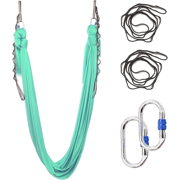 5.5 Yards Aerial Silks Yoga Swing Set - Aerial Yoga Hammock Kit Anti-Gravity Flying for Fitness, Low/Non Stretch Nylon Tricot Fabric Hardware Included for Dance