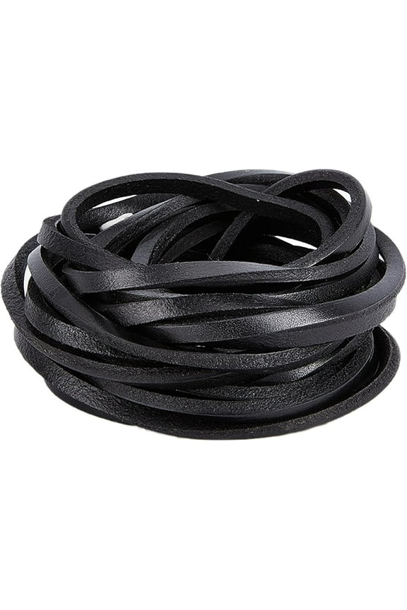 5.5 Yards Black Flat Genuine Leather Strips 0.22" Wide 0.16" Thick Glossy Leather Cord for Crafts Key Rings Making Handle Pull for making Goldenrod