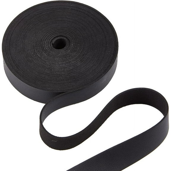 5.5 Yards Black Leather Strap Strips 0.75" Wide Flat Leather Cord Strings 0.06" Thick Lychee Grain Imitation Leather Threads Ropes