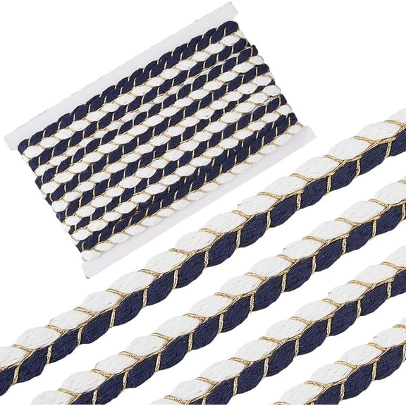 5.5 Yards Cotton Braid Decorative Rope Trim 17mm Wide White Black Gold Polyester Twist Gimp Basic Sewing Upholstery Edging Trimming Ribbon