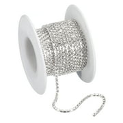 5.5 Yards Crystal Rhinestone Chain, 3mm Sew on Close Claw Chain Trim, Silver Bottom, White