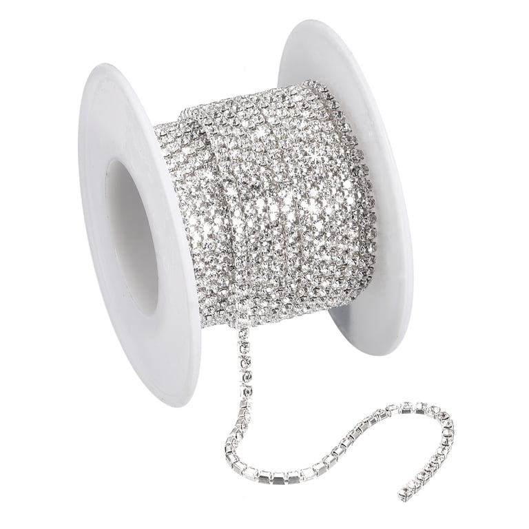 Uxcell Bling Chain Trim - 8.5mm Rhinestone Crystal Claw Chain, 2 Yards (Gold & Blue/White)