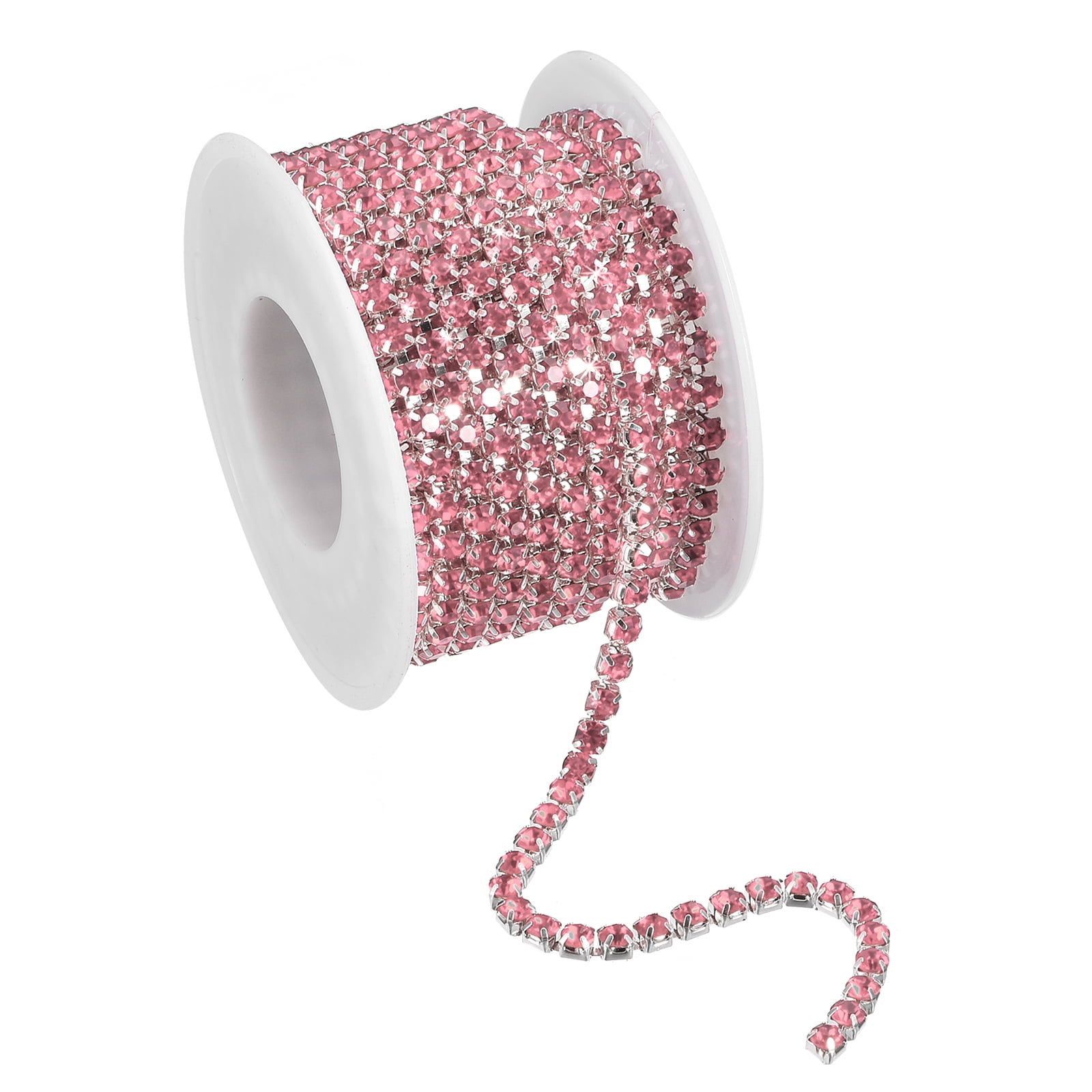 Uxcell 1 Roll Crystal Rhinestone Chain Sew on Metal Close Claw Chain ...