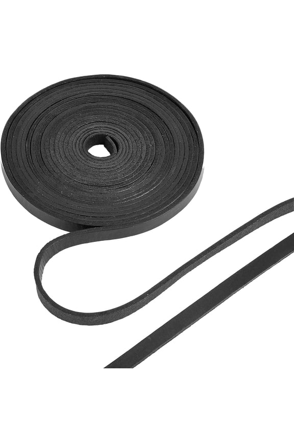 5.5 Yards Genuine Leather Cord 0.41" Wide Flat Cowhide Leather Cord Belt Wrap Single Sided Flat Cord Leather String Roll for DIY Crafts Jewelry Necklace Bracelets Black DIY