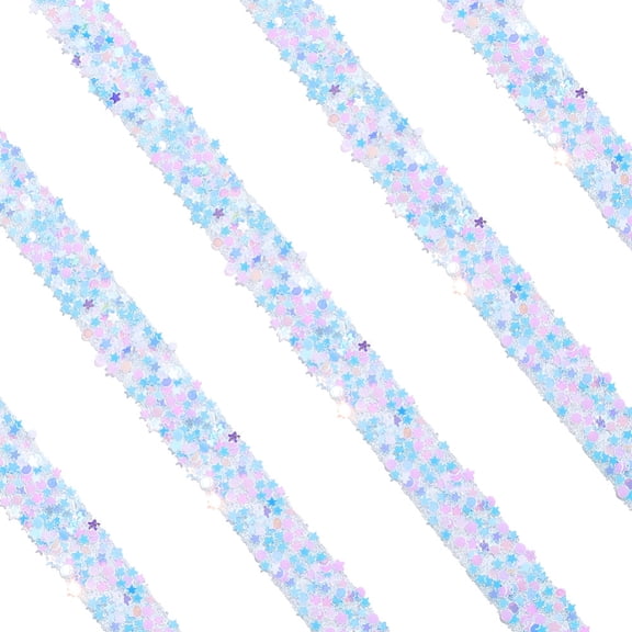 5.5 Yards Glitter Sequin Ribbon Self Adhesive Rhinestone Tape with Spool 1.2cm Bling Sparkly Flat Resin Star Trim Sticker Roll for Crafting